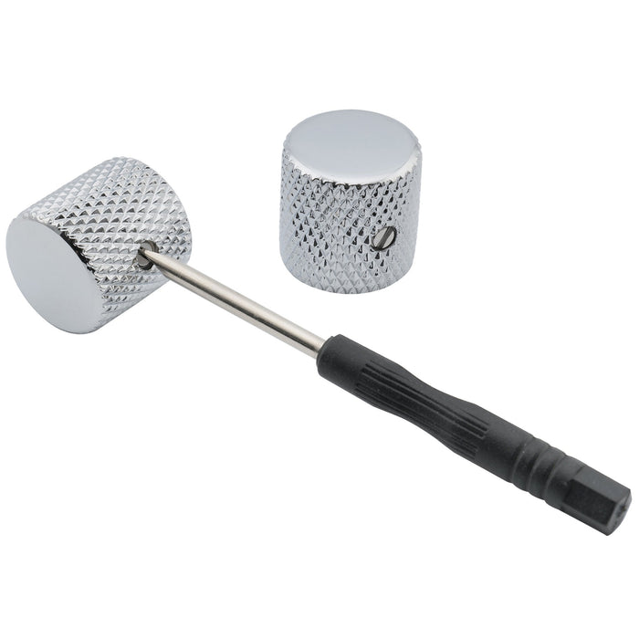 Musiclily Pro 1/4インチ 鋼製 フラットトップ 通用コントロールノブ つまみ 止めネジ付き エレキギターやベース用 ブラック(2個セット)