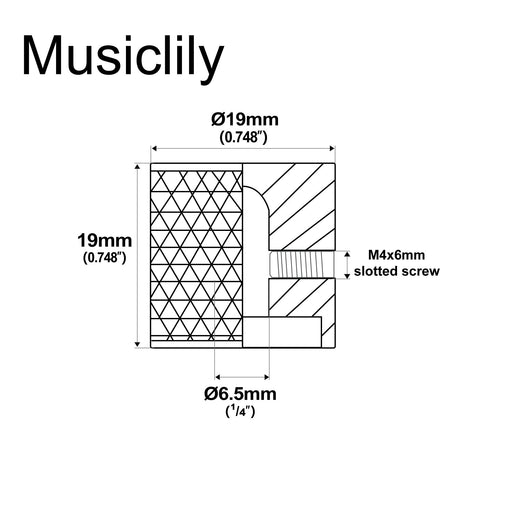 Dimensions of musiclily pro 1 4 inch steel flat top universal fitting potentiometer control knob with set screw for electric guitar bass mx2803 2p