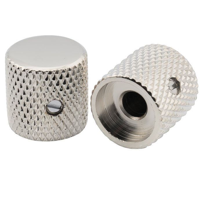 Musiclily Pro 1/4インチ 鋼製 フラットトップ 通用コントロールノブ つまみ 止めネジ付き エレキギターやベース用 ブラック(2個セット)