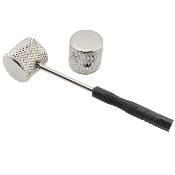 Musiclily Pro 1/4インチ 鋼製 フラットトップ 通用コントロールノブ つまみ 止めネジ付き エレキギターやベース用 ブラック(2個セット)