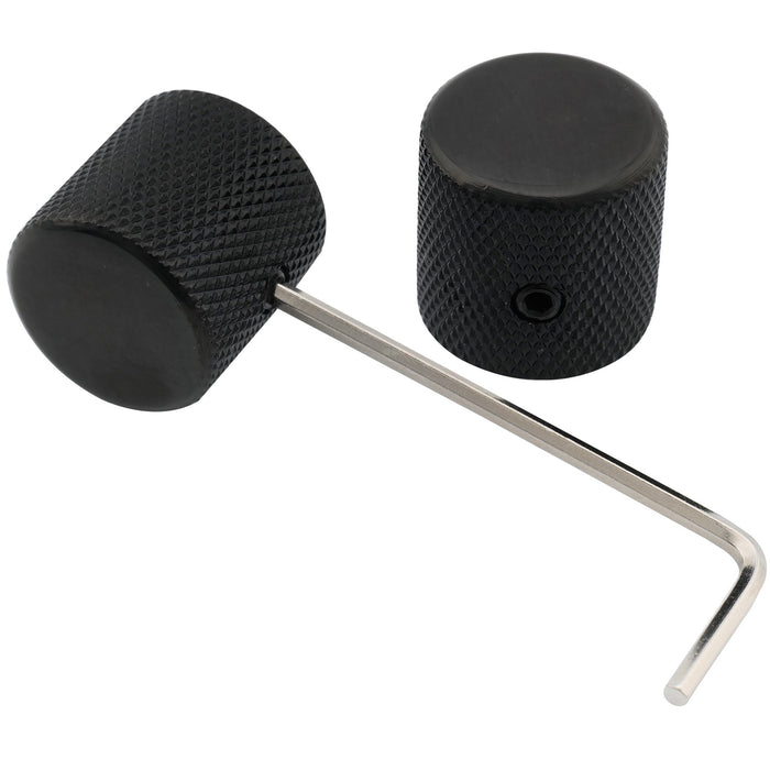 Musiclily Pro 1/4インチ 鋼製 フラットトップ 通用コントロールノブ つまみ 止めネジ付き エレキギターやベース用 ブラック(2個セット)