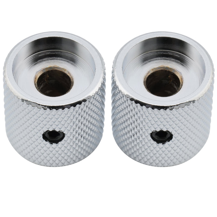 Musiclily Pro 1/4インチ 鋼製 フラットトップ 通用コントロールノブ つまみ 止めネジ付き エレキギターやベース用 ブラック(2個セット)