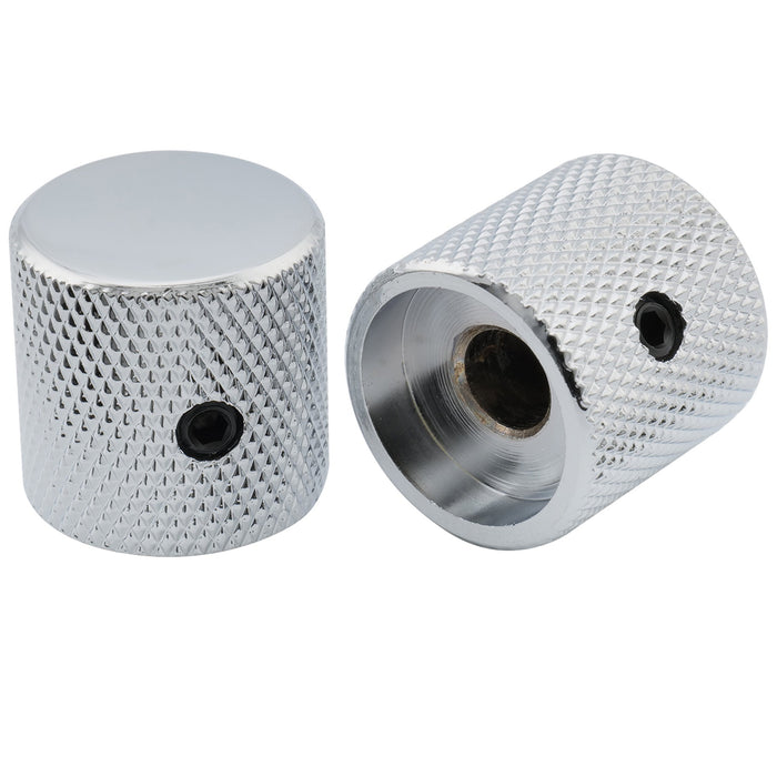 Musiclily Pro 1/4インチ 鋼製 フラットトップ 通用コントロールノブ つまみ 止めネジ付き エレキギターやベース用 ブラック(2個セット)