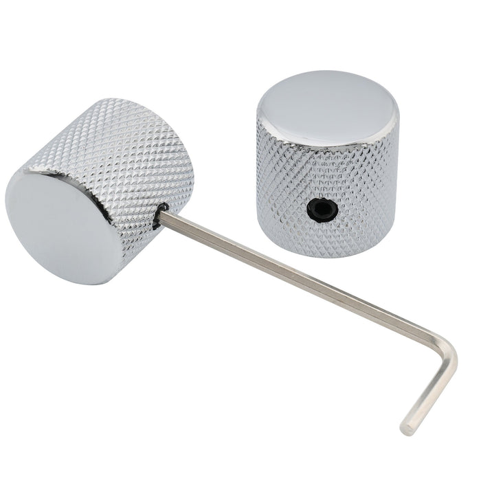 Musiclily Pro 1/4インチ 鋼製 フラットトップ 通用コントロールノブ つまみ 止めネジ付き エレキギターやベース用 ブラック(2個セット)