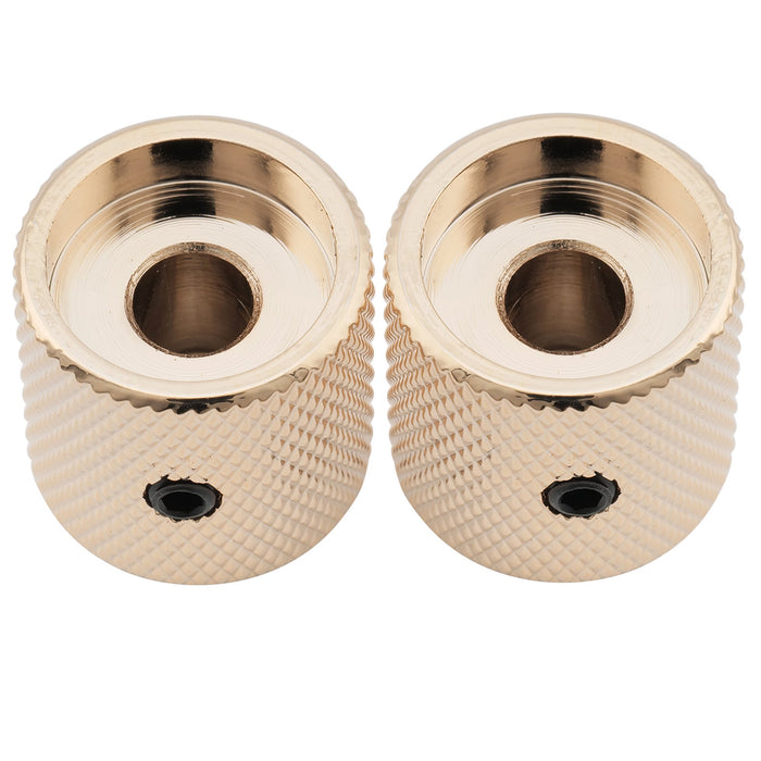 Musiclily Pro 1/4インチ 鋼製 フラットトップ 通用コントロールノブ つまみ 止めネジ付き エレキギターやベース用 ブラック(2個セット)