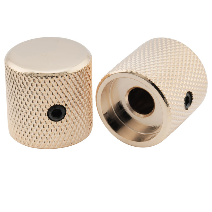 Musiclily Pro 1/4インチ 鋼製 フラットトップ 通用コントロールノブ つまみ 止めネジ付き エレキギターやベース用 ブラック(2個セット)