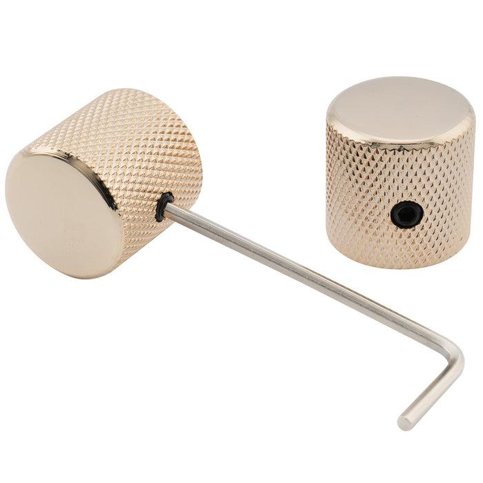 Musiclily Pro 1/4インチ 鋼製 フラットトップ 通用コントロールノブ つまみ 止めネジ付き エレキギターやベース用 ブラック(2個セット)