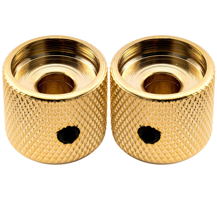 Musiclily Pro 1/4インチ 鋼製 真珠母貝トップ ドームノブ 通用コントロールノブ つまみ 止めネジ付き エレキギターやベース用 ブラック(2個セット)