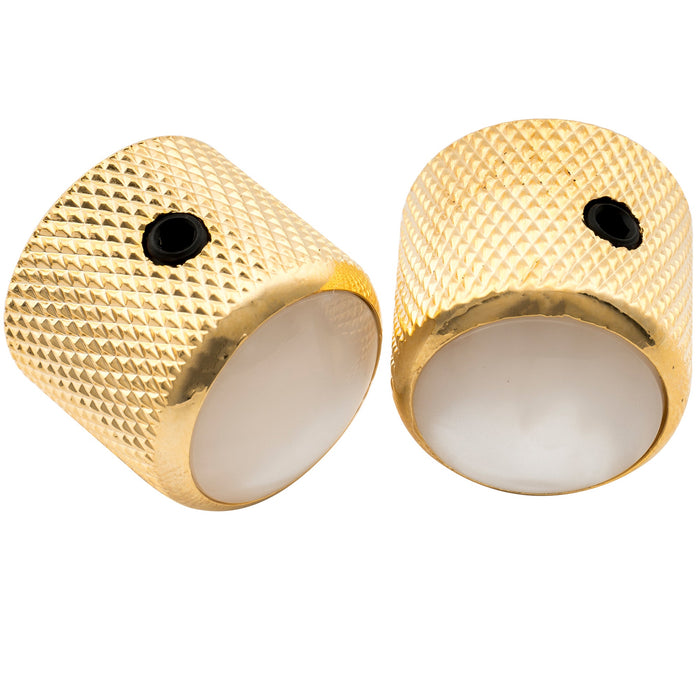 Musiclily Pro 1/4インチ 鋼製 真珠母貝トップ ドームノブ 通用コントロールノブ つまみ 止めネジ付き エレキギターやベース用 ブラック(2個セット)