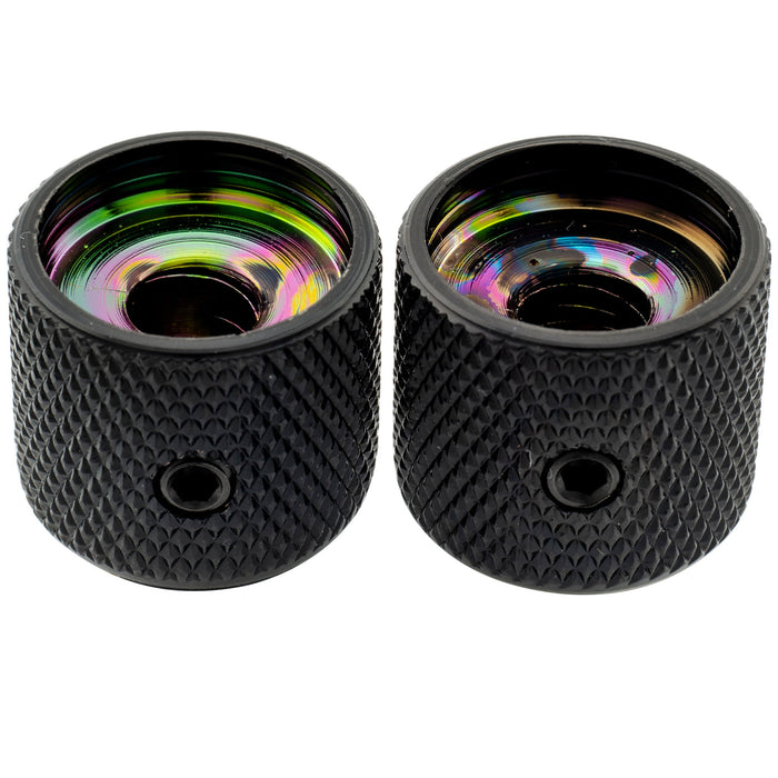 Musiclily Pro 1/4インチ 鋼製 アバロントップ ドームノブ 通用コントロールノブ つまみ 止めネジ付き エレキギターやベース用 ブラック(2個セット)