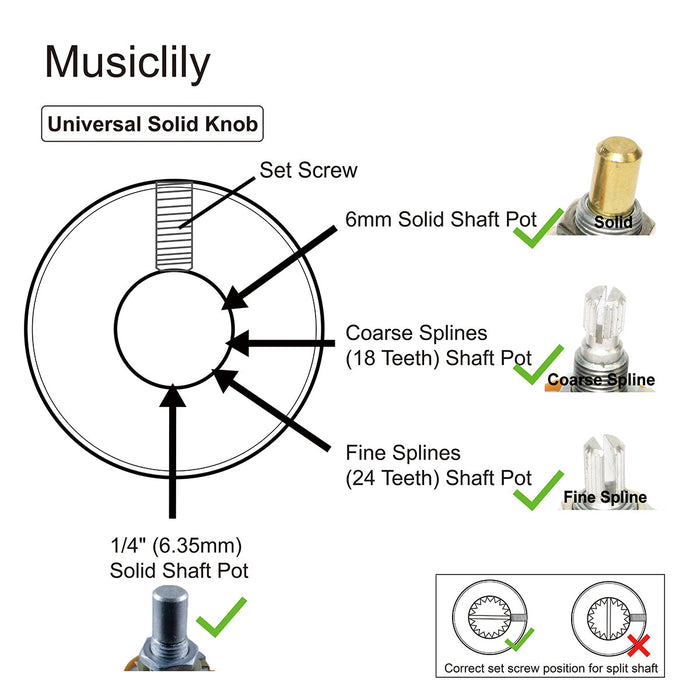 Size of musiclily pro 1 4 inch steel dome abalone top universal fitting potentiometer control knob with set screw for electric guitar bass mx2811 2p