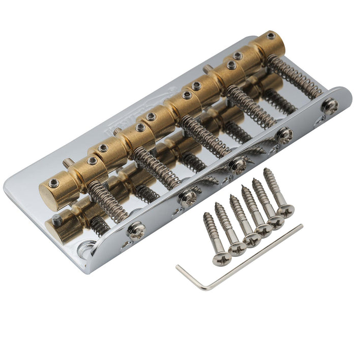 wilkinson wbbc5 18mm brass saddles steel plate 5 string bass bridge mx2815p, chrome