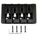 detail of musiclily pro 19mm string spacing pre radiused hard zinc 4 string bass bridge mx2816p