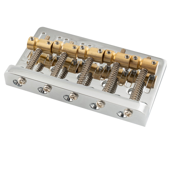 Musiclily Pro 17mmピッチ 表通し&裏通し ヘビーデューティ 真鍮サドル 5弦エレキベース用ブリッジ ブラック