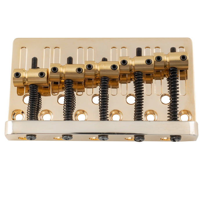 Musiclily Pro 17mmピッチ 表通し&裏通し ヘビーデューティ 真鍮サドル 5弦エレキベース用ブリッジ ブラック