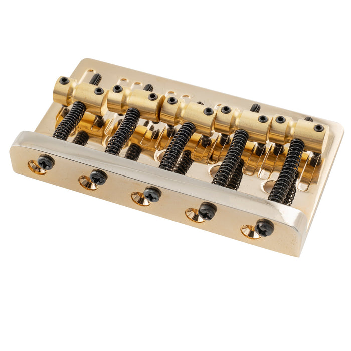 Musiclily Pro 17mmピッチ 表通し&裏通し ヘビーデューティ 真鍮サドル 5弦エレキベース用ブリッジ ブラック