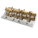 musiclily pro 19mm string spacing classic standard top loading 4 string bass bridge with brass saddle steel plate mx2824p, nickel