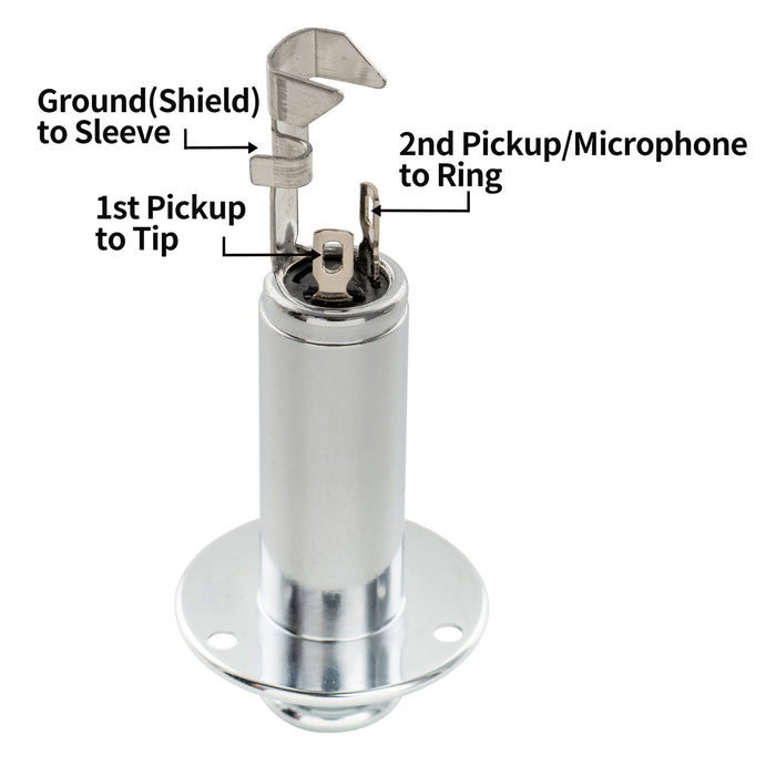 Musiclily Pro 1/4 Inch Mono/Stereo Endpin Output Jack Strap Button Jack Socket for Acoustic Guitar Bass