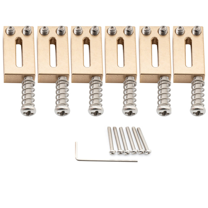 Musiclily Ultra 10,5 mm Moderner Stil Vollmessings Offsetsättel für Strat-/Tele-Stil-Elektrogitarren, Set von 6