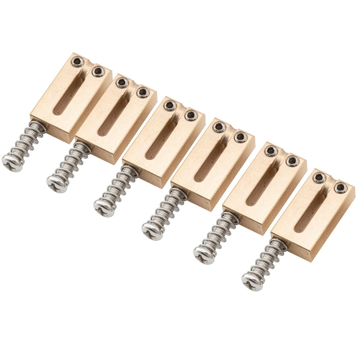 Musiclily Ultra 10,5 mm Moderner Stil Vollmessings Offsetsättel für Strat-/Tele-Stil-Elektrogitarren, Set von 6