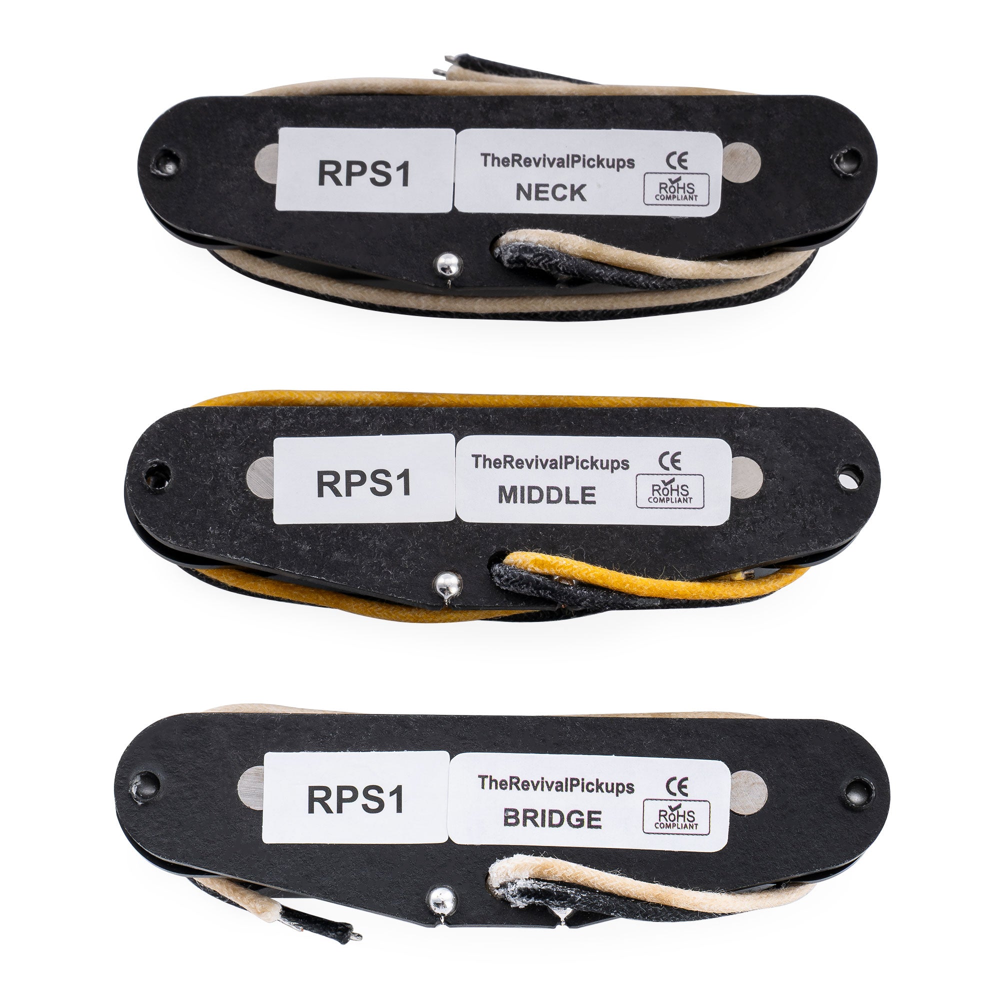 Ensemble de micros Revival Pickups RPS1 Vintage Classic Alnico 5/Alnico 3 à simple bobinage pour guitare électrique Strat, blanc