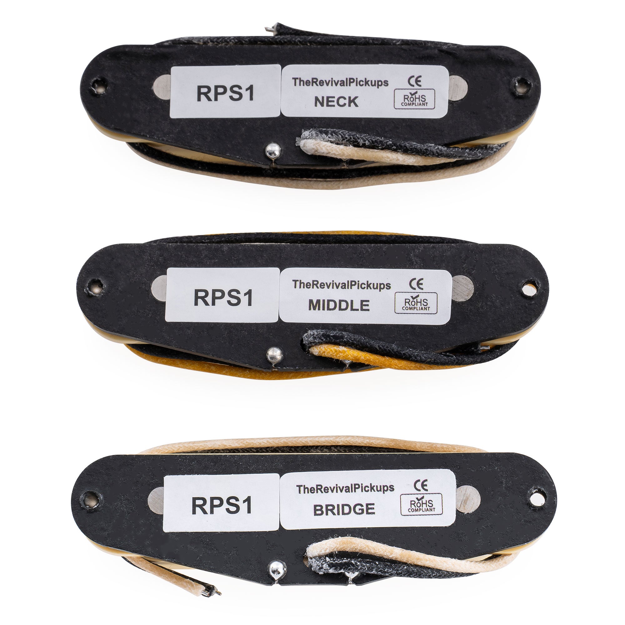 Ensemble de micros Revival Pickups RPS1 Vintage Classic Alnico 5/Alnico 3 à simple bobinage pour guitare électrique Strat, blanc