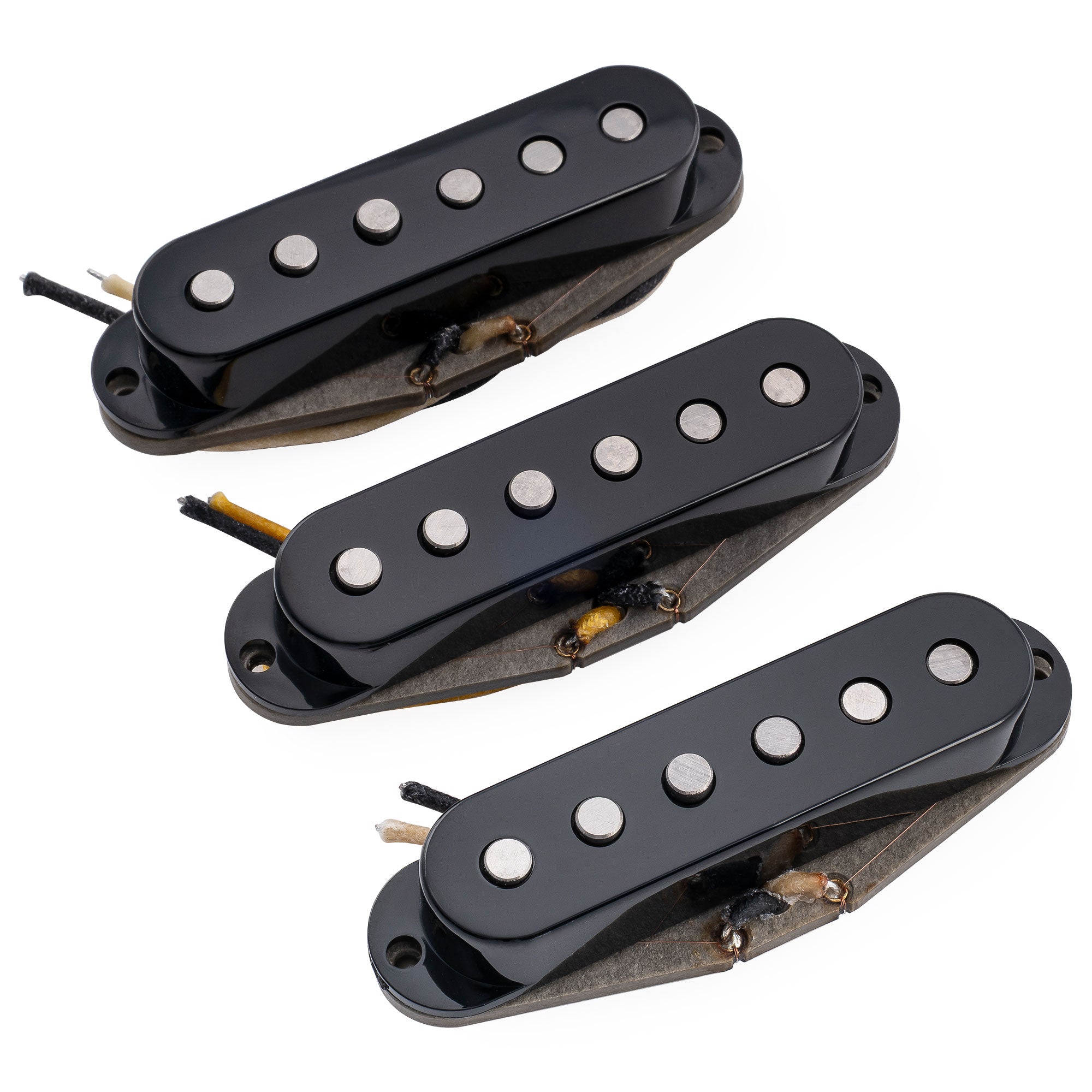 Ensemble de micros Revival Pickups RPS2 Grey Bottomed Blues style vintage Alnico 5, simple bobinage, manche et chevalet central, pour guitare électrique style Strat, blanc