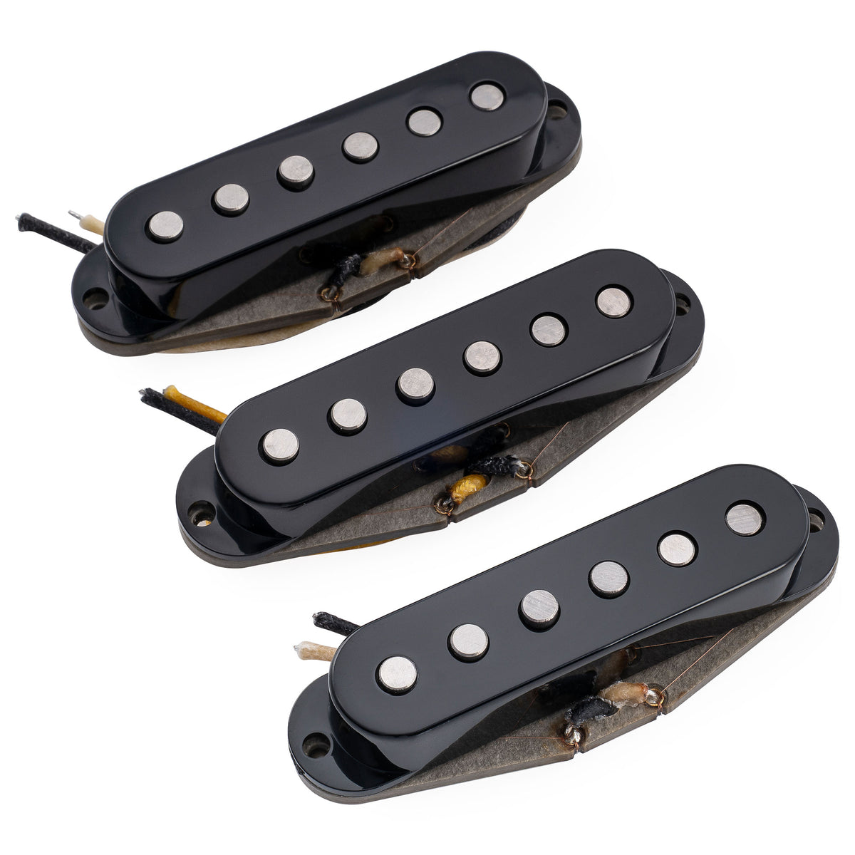 Ensemble de micros Revival Pickups RPS2 Grey Bottomed Blues style vintage Alnico 5, simple bobinage, manche et chevalet central, pour guitare électrique style Strat, blanc