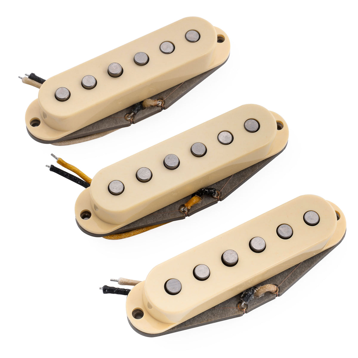 Ensemble de micros Revival Pickups RPS2 Grey Bottomed Blues style vintage Alnico 5, simple bobinage, manche et chevalet central, pour guitare électrique style Strat, blanc
