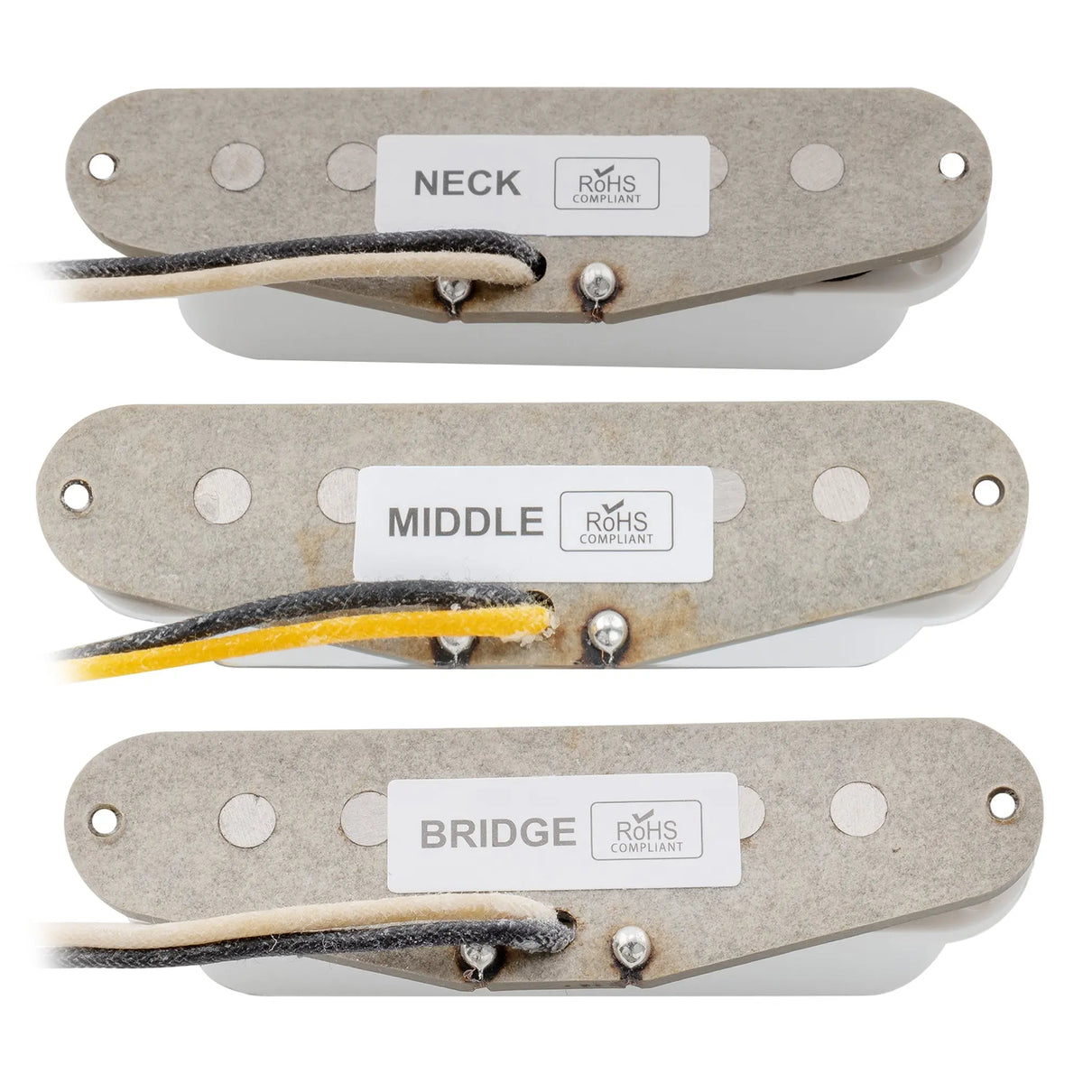 Part of the revival pickups rps2 grey bottomed blues vintage style alnico 5 single coil neck middle bridge pickups set for strat style electric guitar mx2872wh