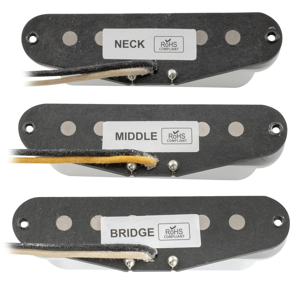 Part of the revival pickups rps4 pride joy srv vintage style alnico 5 alnico 2 single coil neck middle bridge pickups set for strat style electric guitar mx2876wh