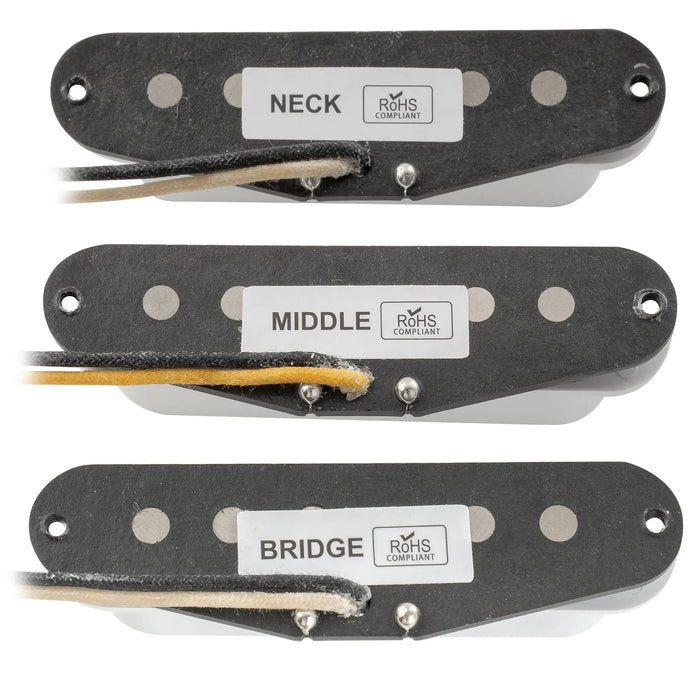 Part of the revival pickups rps4 pride joy srv vintage style alnico 5 alnico 2 single coil neck middle bridge pickups set for strat style electric guitar mx2876wh