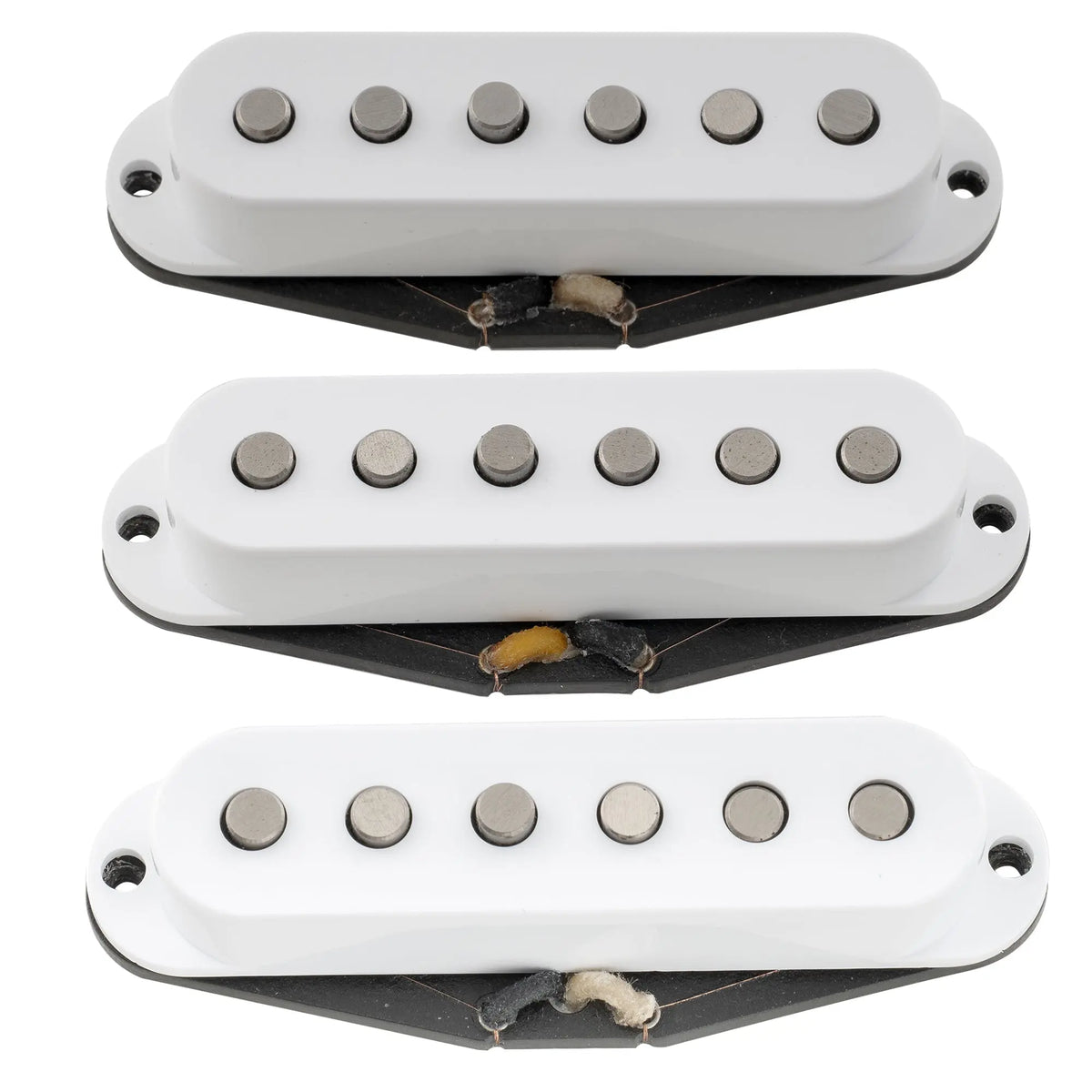 detail of the revival pickups rps4 pride joy srv vintage style alnico 5 alnico 2 single coil neck middle bridge pickups set for strat style electric guitar mx2876wh