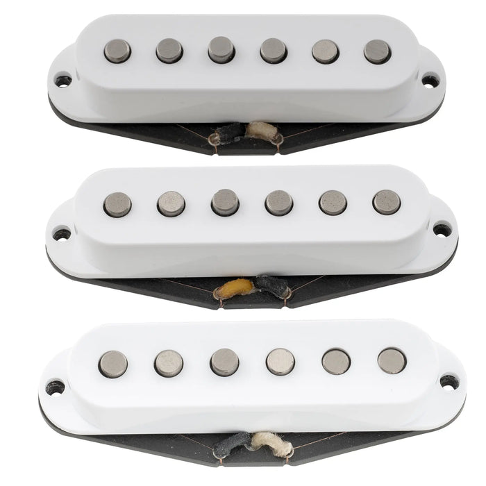 detail of the revival pickups rps4 pride joy srv vintage style alnico 5 alnico 2 single coil neck middle bridge pickups set for strat style electric guitar mx2876wh