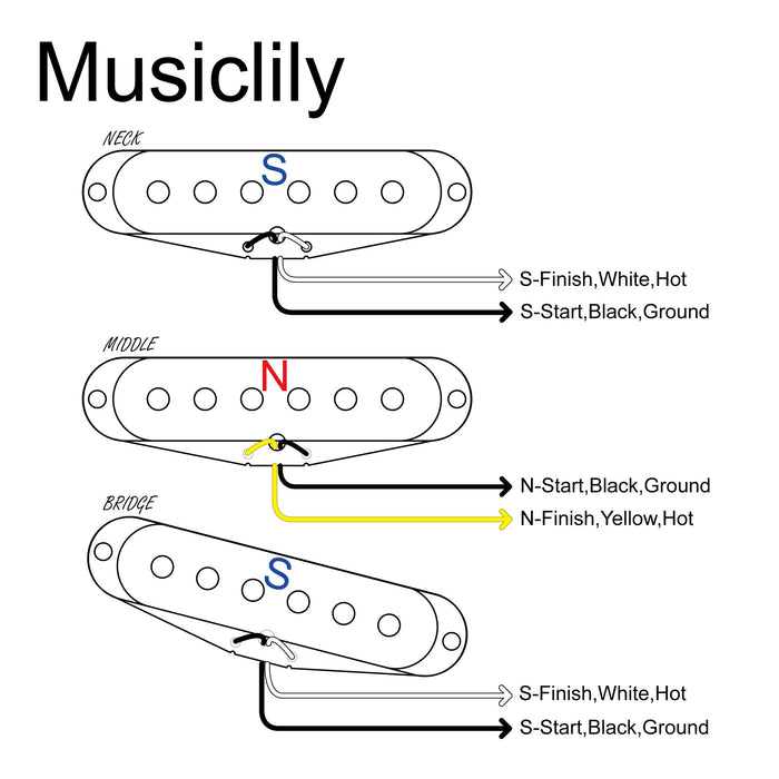 The Revival Pickups RPS5 1954 Strat Vintage Style Single Coil Pickups MX2880WH Wiring Diagram