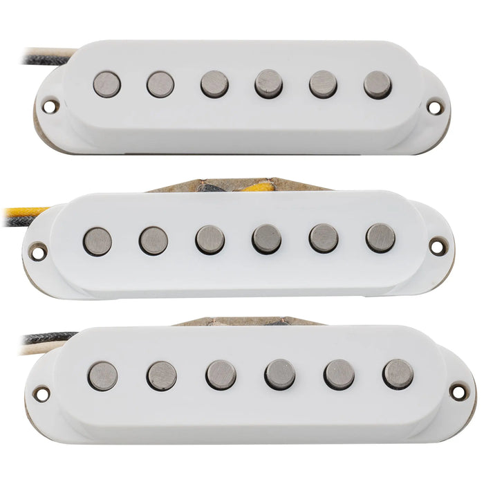 detail of the revival pickups rps7 john mayer vintage style alnico 5 alnico 3 single coil neck middle bridge pickups set for strat style electric guitar mx2888wh