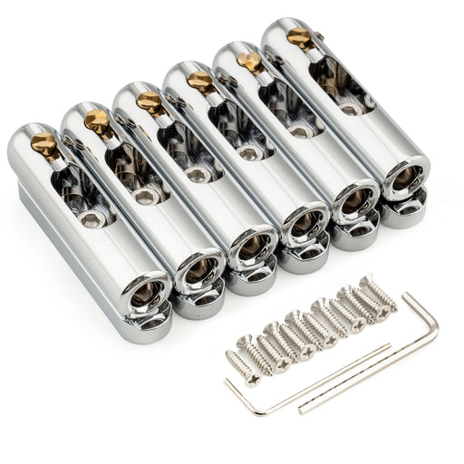 musiclily ultra full solid brass non tremolo bridge individual single string bridge with 10mm separable 6 saddle and single base plate for electric guitar mx2902cr