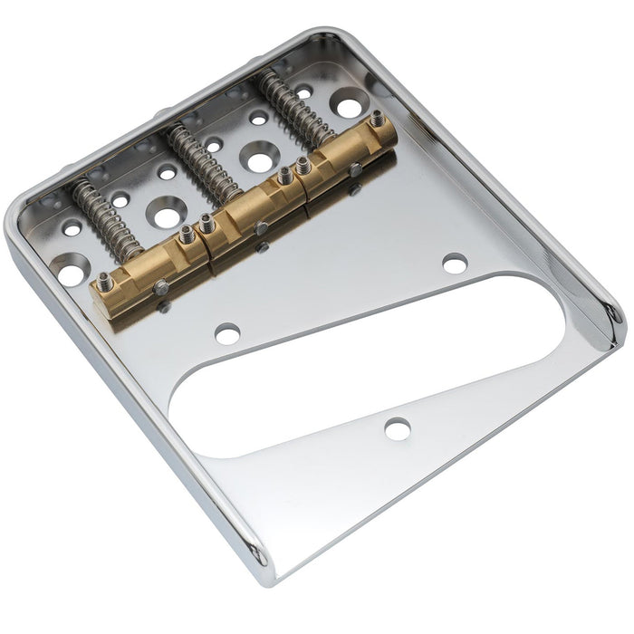 Musiclily Ultra 54mm (2-1/8 inch) String Spacing Full Solid Aluminum Plate with Brass Compensated 3-Saddle Vintage Tele Style Bridge