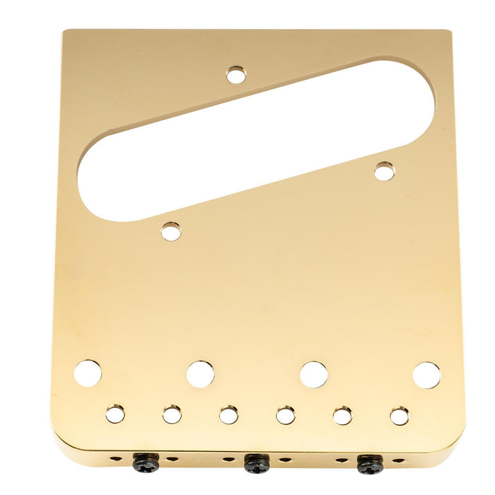 Musiclily Ultra 54mm (2-1/8 inch) String Spacing Full Solid Aluminum Plate with Brass Compensated 3-Saddle Vintage Tele Style Bridge