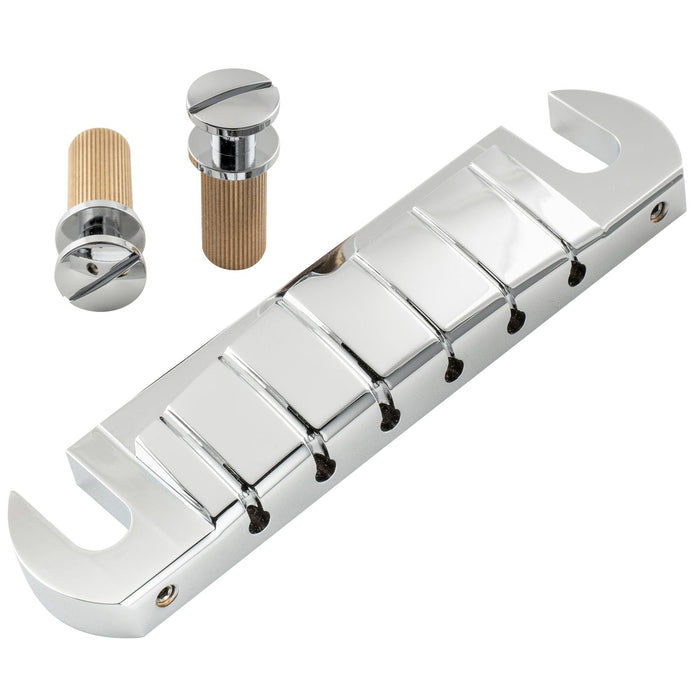 Musiclily Ultra 52mm (2-3/64 pollici) Spaziatura delle Corde in Ottone Massiccio con Intonazione Preimpostata Ponte e Tailpiece Avvolgente per Chitarra Elettrica USA