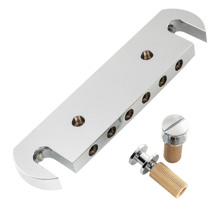Musiclily Ultra 52mm (2-3/64 pollici) Spaziatura delle Corde in Ottone Massiccio con Intonazione Preimpostata Ponte e Tailpiece Avvolgente per Chitarra Elettrica USA