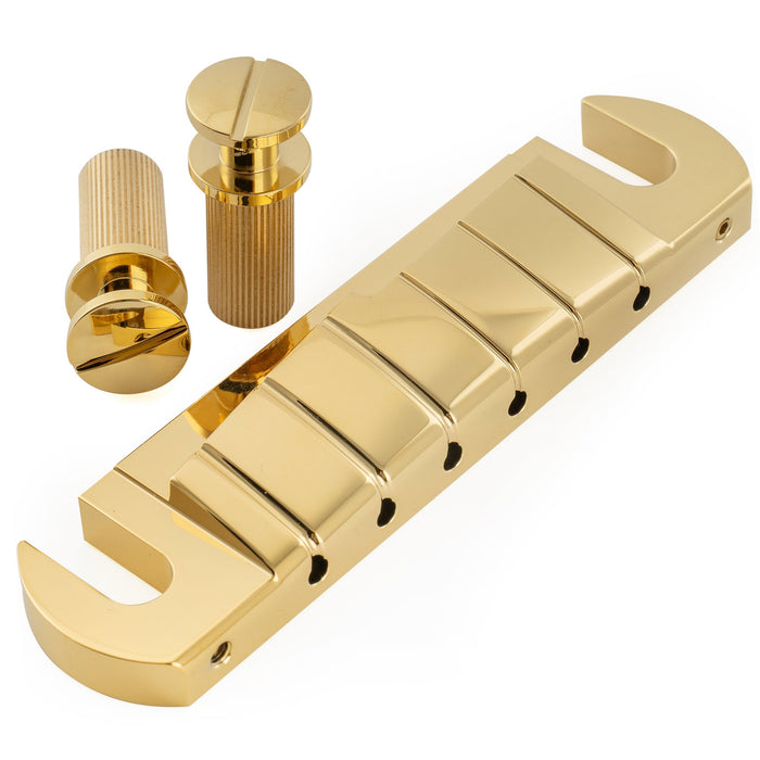 Musiclily Ultra 52mm (2-3/64 pollici) Spaziatura delle Corde in Ottone Massiccio con Intonazione Preimpostata Ponte e Tailpiece Avvolgente per Chitarra Elettrica USA