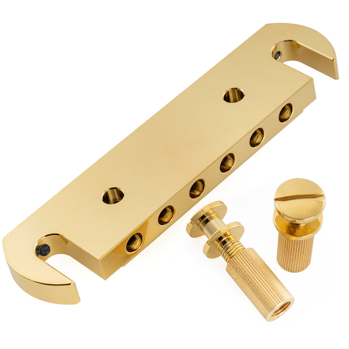 Musiclily Ultra 10.4mmピッチ フルソリッド 真鍮 プリセット ラップアラウンドブリッジ テールピース USAエレキギター用 ブラック