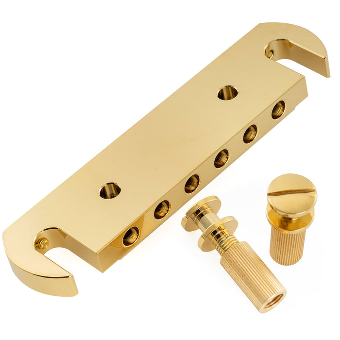 Musiclily Ultra 52mm (2-3/64 pollici) Spaziatura delle Corde in Ottone Massiccio con Intonazione Preimpostata Ponte e Tailpiece Avvolgente per Chitarra Elettrica USA