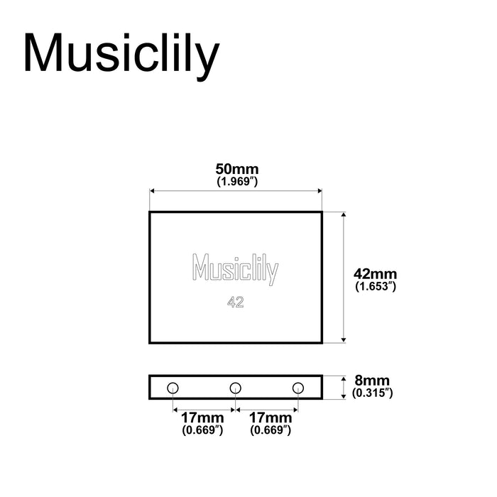 Dimensions of musiclily ultra full solid brass steel block for electric guitar floyd rose locking tremolo bridge 32 34 37 42mm mx2945p