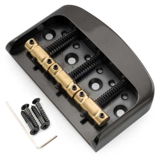 musiclily ultra half size string through body vintage tele style guitar bridge with solid aluminum alloy plate and brass 3 saddle mx2946p