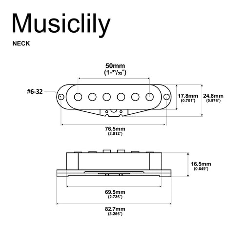 Dimensions of artec ssa 12 vintage style staggered alnico 5 single coil neck pickup 6 3k for strat style electric guitar mx2955bk