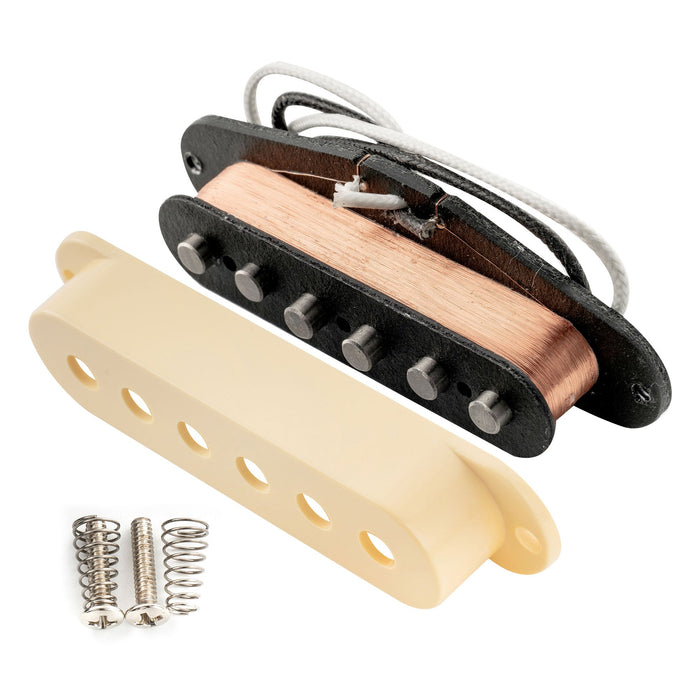 Artec SSA-12 ヴィンテージスタイル スタッガード アルニコ5 シングルコイルネックピックアップ 6.3K Stratストラトエレキギター用 ホワイト