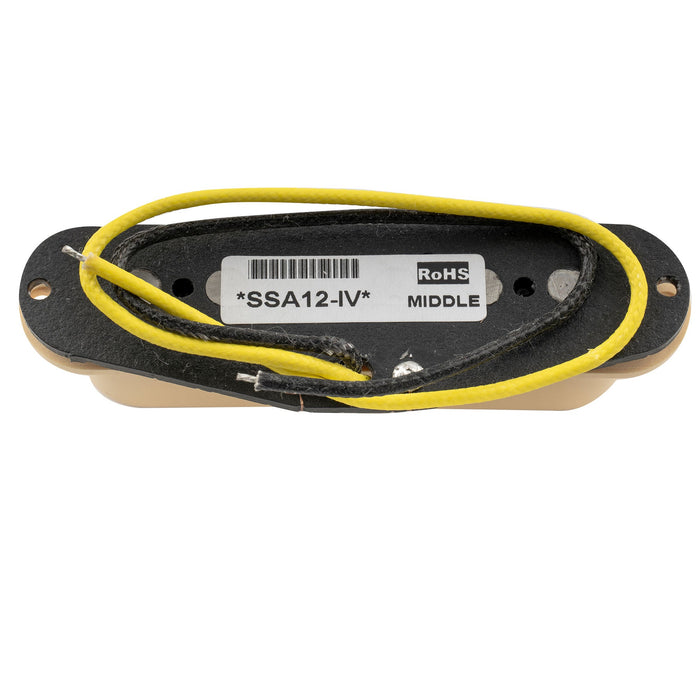 artec ssa 12r vintage style staggered alnico 5 reverse wound single coil middle pickup 6 5k for strat style electric guitar mx2956bk, mint ivory color