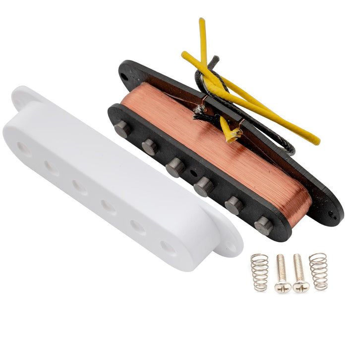 アーテック SSA-12 ヴィンテージスタイル スタッガード アルニコ5 シングルコイル ネックピックアップ 6.3K ストラトタイプ エレキギター用, ホワイト